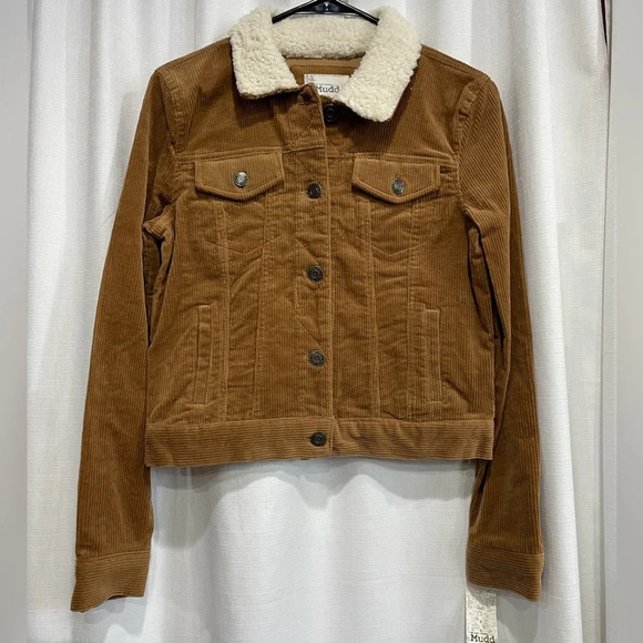 Mudd Jackets & Blazers - NWT Mudd Corduroy Jacket Brown with Shearling Collar Size XS Rancher